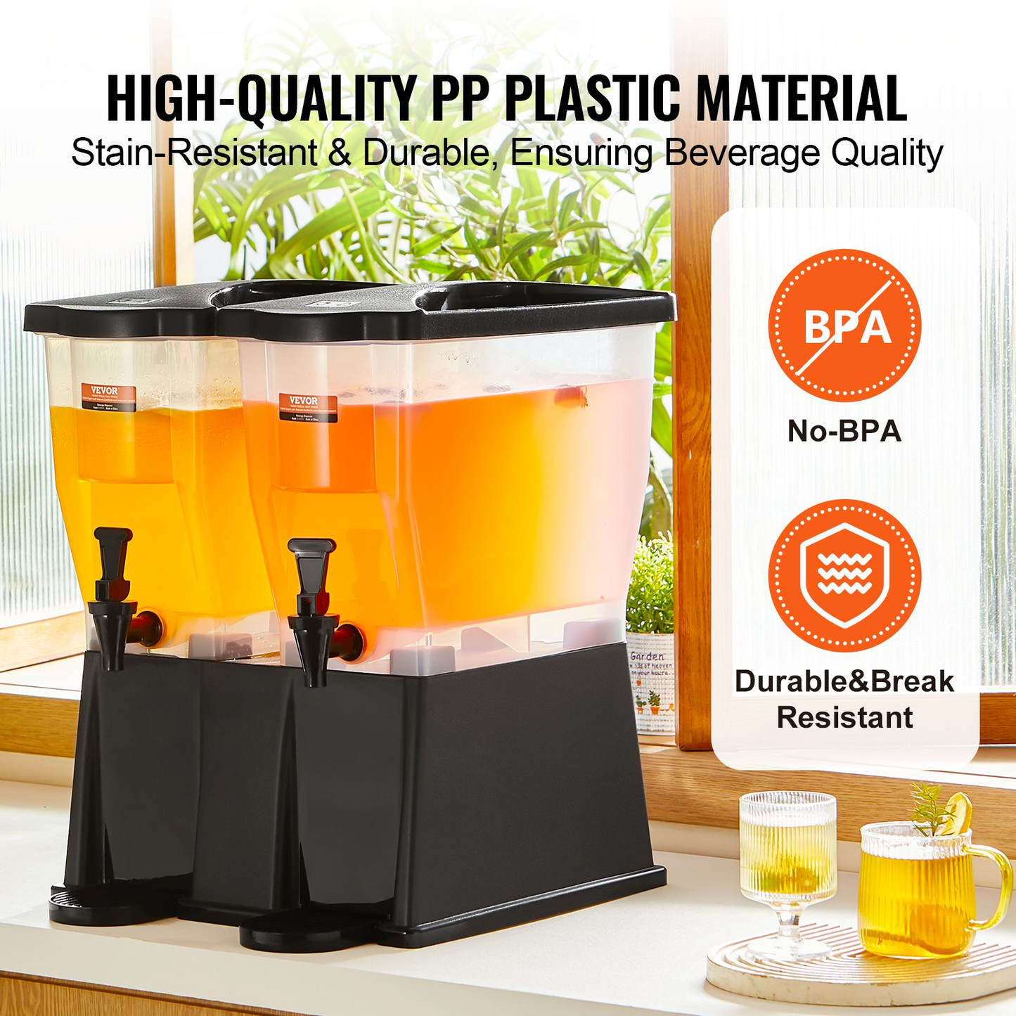 VEVOR Beverage Dispenser, 3 Gallon x 2 Drink Dispensers for Parties, Plastic Juice Dispenser with Stand Spigot Lid, Iced Tea Lemonade Juice Water Dispenser, for Restaurants, Hotels, Parties