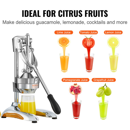 VEVOR Citrus Juice Press, Hand Press Orange Juicer Press, Commercial Grade Manual Citrus Juicer Lemon Squeezer, Easy-to-Clean Fruit Press Juicer for Lemon Pomegranate Orange Juice