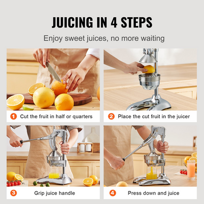 VEVOR Citrus Juice Press, Hand Press Orange Juicer Press, Commercial Grade Manual Citrus Juicer Lemon Squeezer, Easy-to-Clean Fruit Press Juicer for Lemon Pomegranate Orange Juice