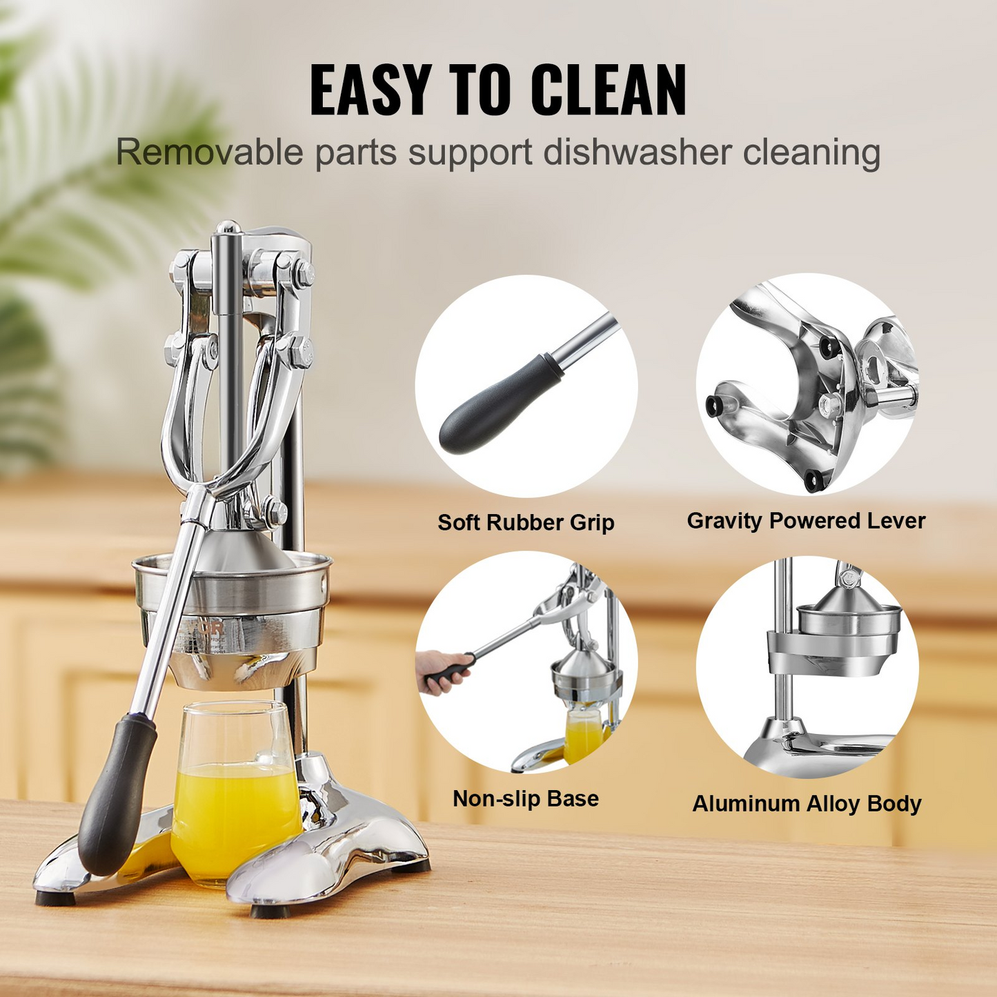 VEVOR Citrus Juice Press, Hand Press Orange Juicer Press, Commercial Grade Manual Citrus Juicer Lemon Squeezer, Easy-to-Clean Fruit Press Juicer for Lemon Pomegranate Orange Juice