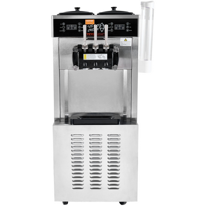 VEVOR Commercial Ice Cream Machine, 34-44 L/H Yield, 3400W 3-Flavor Freestanding Soft Serve Ice Cream Maker, 2 x 9L Stainless Steel Hopper, LED Panel Allows Single Cylinder Use Overnight Refrigeration