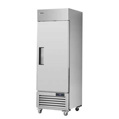 VEVOR Commercial Refrigerator 19.32 Cu.ft, Reach In 27" W Upright Refrigerator Single Door, Auto-Defrost Stainless Steel Reach-in Refrigerator & 4 Shelves, 33 to 41℉ Temp Control, LED Light, 4 Wheel