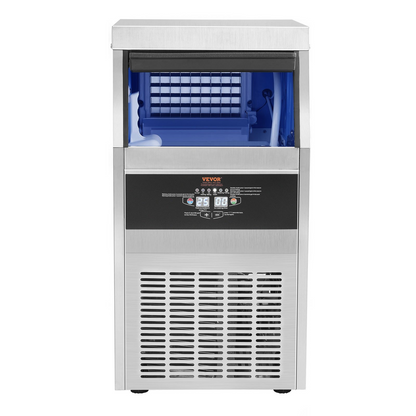 VEVOR 110V Commercial Ice Maker Machine 90LBS/24H with 24LBS Bin, Stainless Steel Automatic Operation Under Counter Ice Machine for Home Bar, Include Water Filter, Scoop, Connection Hose