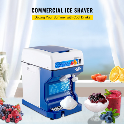 VEVOR 110V Electric Shaved Ice Machine 250W Snow Cone Maker Tabletop w/Adjustable Ice Texture, Ice Shaving Machine 265LBs/hr for Home and Commerical Use