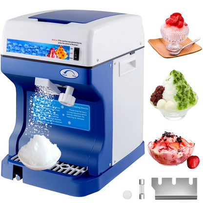 VEVOR 110V Electric Shaved Ice Machine 250W Snow Cone Maker Tabletop w/Adjustable Ice Texture, Ice Shaving Machine 265LBs/hr for Home and Commerical Use