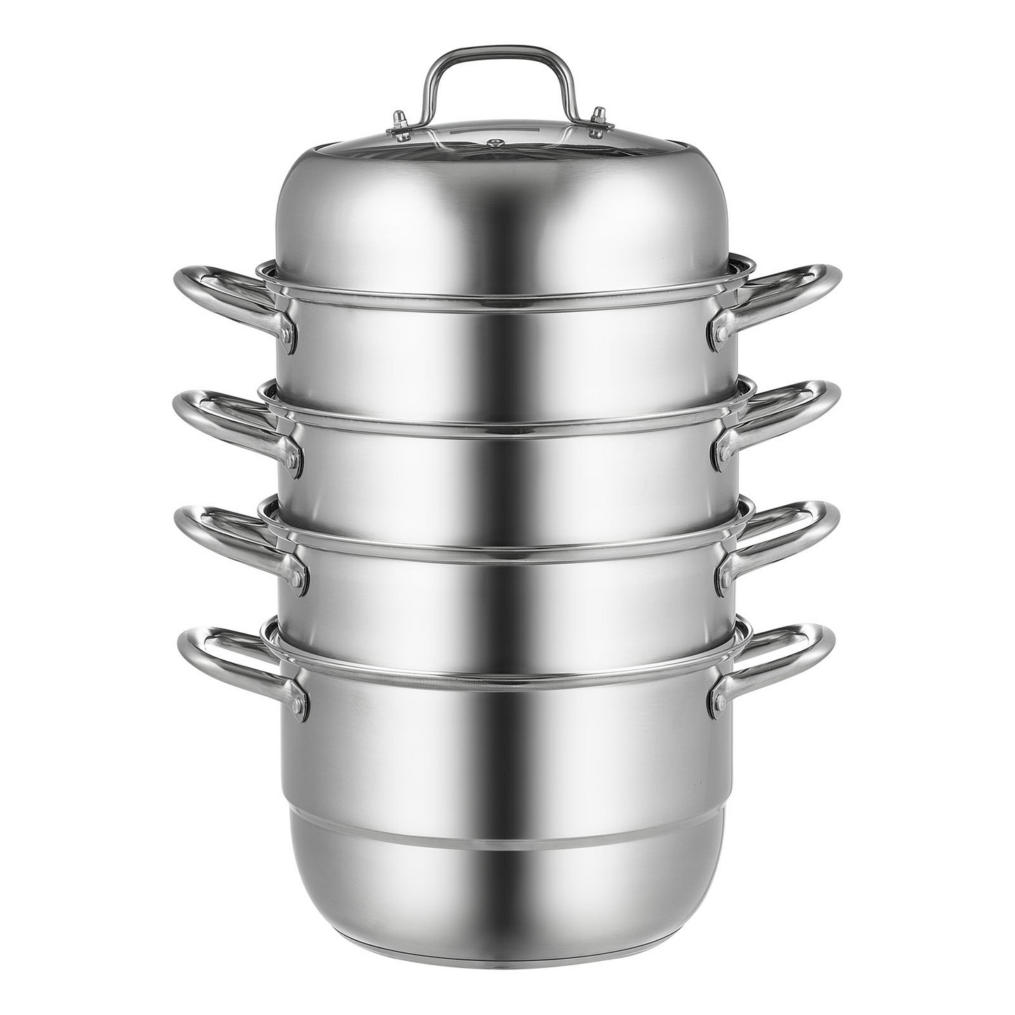 VEVOR 5-Tier Stainless Steel Steamer, 11'' Multi-Layer Cookware Pot with Handles on Both Sides, Work with Gas, Electric, Grill Stove Top, Dia-28cm, Sliver