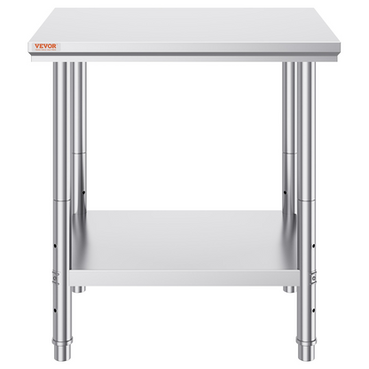 VEVOR Commercial Worktable & Workstation 24 x 30 x 32 Inch Stainless Steel Work Table Heavy Duty Commercial Food Prep Work Table for Home, Kitchen, Restaurant Metal Prep Table with Adjustable Feet