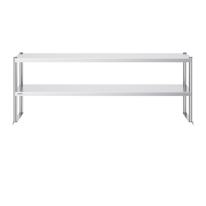 VEVOR Double Overshelf, Double Tier Stainless Steel Overshelf, 12 x 72 Inch Double Deck Overshelf, Height Adjustable Overshelf Prep Work Table for Kitchen, Restaurant and Workshop