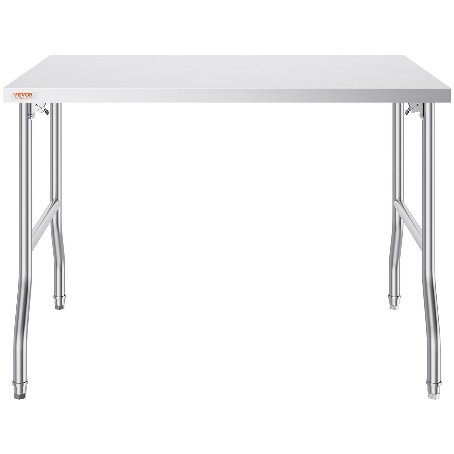 VEVOR 48 x 30 Inch Folding Commercial Prep Table Commercial Worktable Workstation, Heavy-Duty Stainless Steel Folding Table with 220 lbs Load, Silver Stainless Steel Kitchen Island，Kitchen Work Table