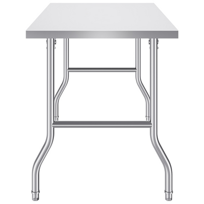 VEVOR 48 x 30 Inch Folding Commercial Prep Table Commercial Worktable Workstation, Heavy-Duty Stainless Steel Folding Table with 220 lbs Load, Silver Stainless Steel Kitchen Island，Kitchen Work Table