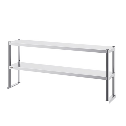 VEVOR Double Overshelf, Double Tier Stainless Steel Overshelf, 12 x 60 Inch Double Deck Overshelf, Height Adjustable Overshelf Prep Work Table for Kitchen, Restaurant and Workshop