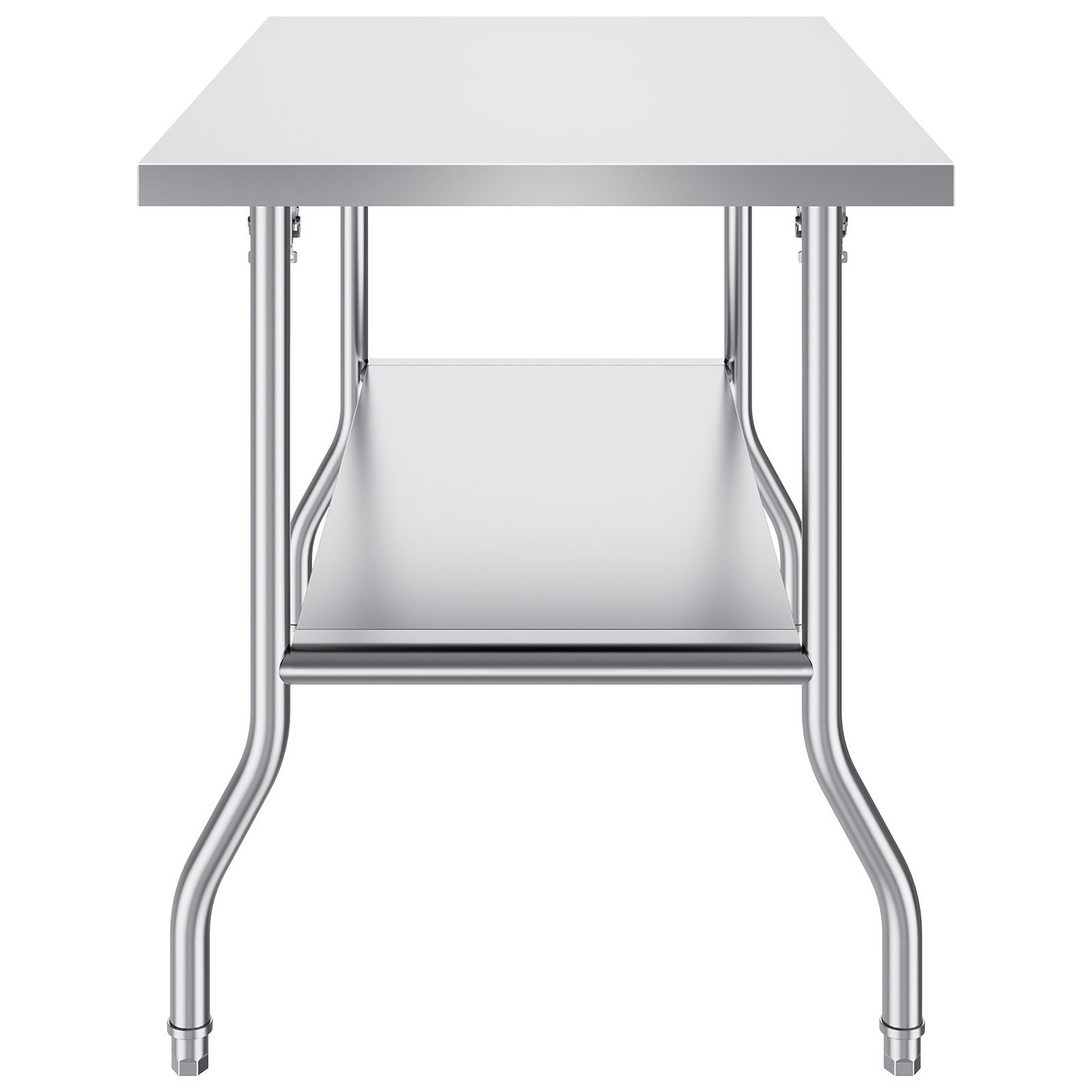 VEVOR Commercial Worktable Workstation 48x30 Inch Folding Commercial Prep Table, Double-Shelf Stainless Steel Folding Table, Kitchen Work Table with 772 lbs Load Silver Stainless Steel Kitchen Island