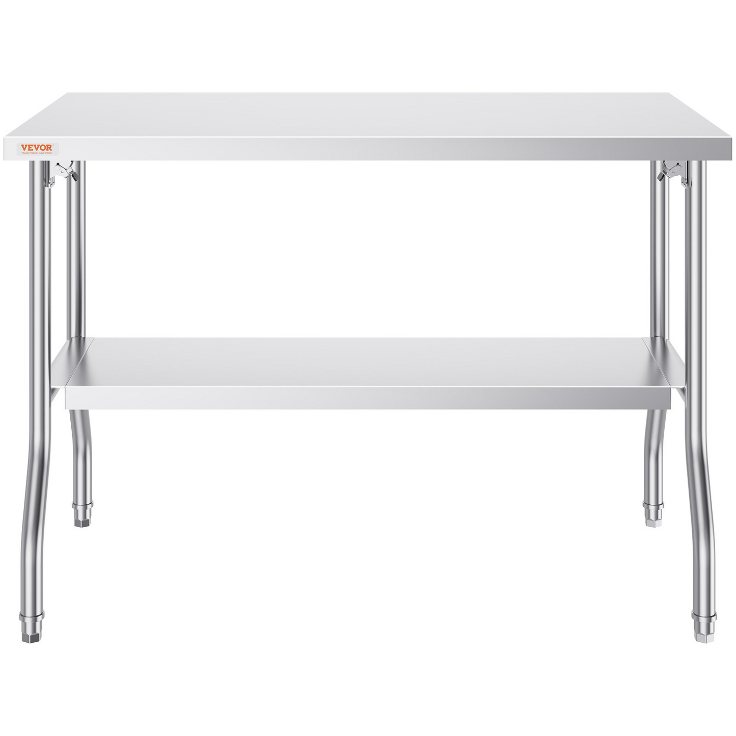 VEVOR Commercial Worktable Workstation 48 x 24 Inch Folding Commercial Prep Table, Heavy-duty Stainless Steel Folding Table with 300 lbs Load, Kitchen Work Table, Silver Stainless Steel Kitchen Island