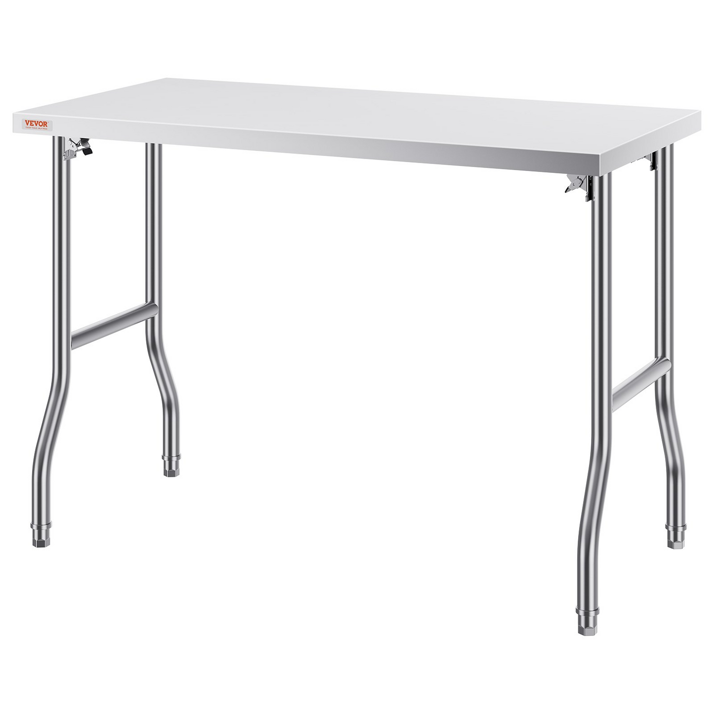 VEVOR Commercial Worktable Workstation 48 x 24 Inch Folding Commercial Prep Table, Heavy-duty Stainless Steel Folding Table with 661 lbs Load, Kitchen Work Table, Silver Stainless Steel Kitchen Island