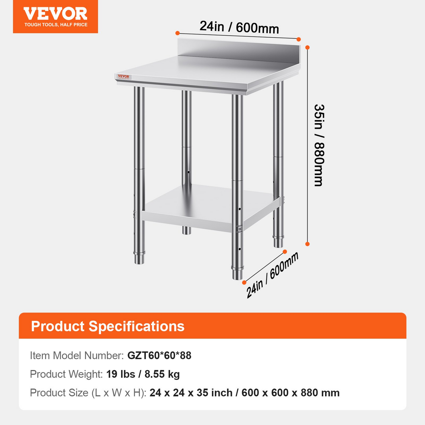 24" X 24" Commercial Stainless Steel Work Table Bench Prep Kitchen Restaurant