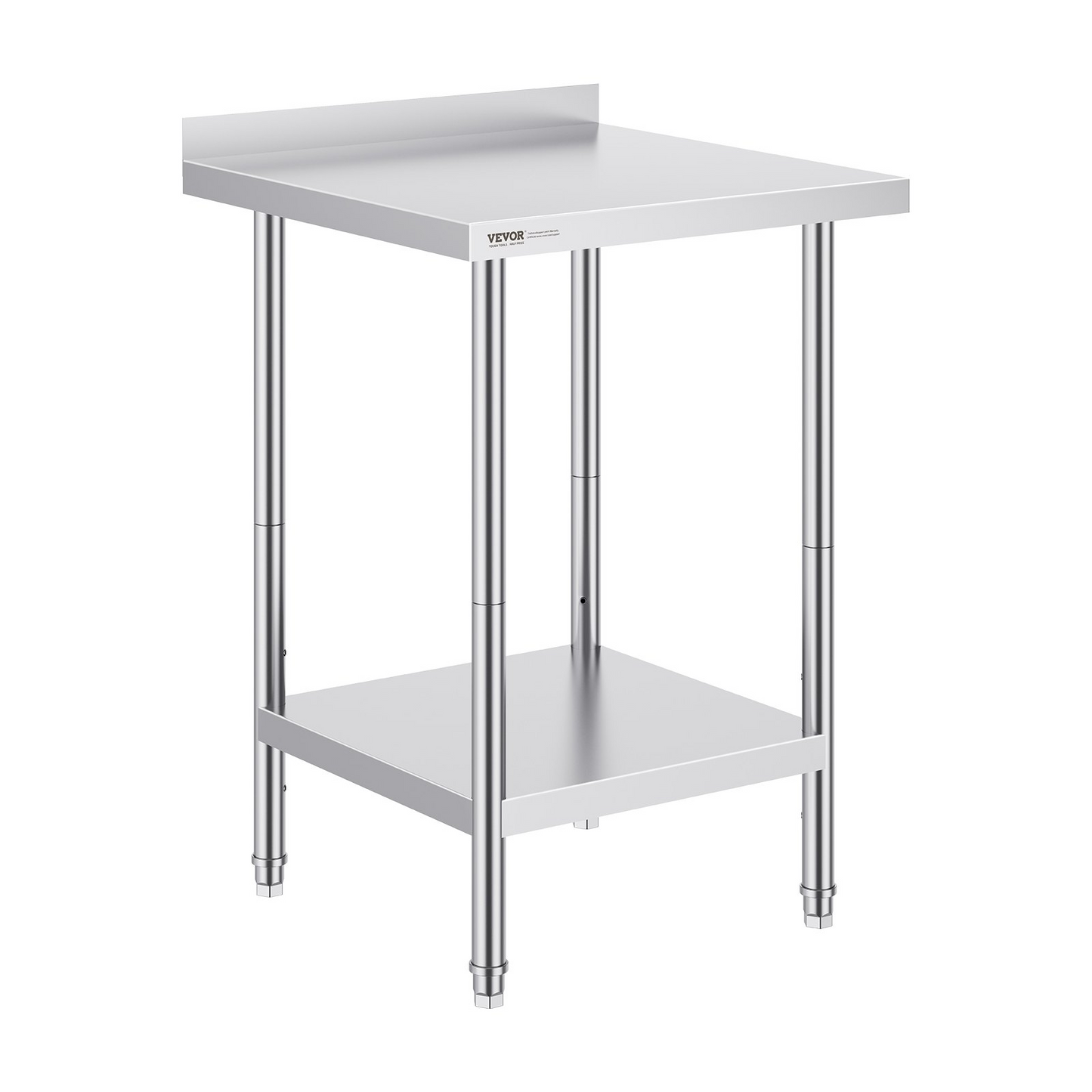 VEVOR 24 x 24 x 36 Inch Stainless Steel Work Table, Commercial Food Prep Worktable Heavy Duty Prep Worktable, Metal Work Table with Adjustable Height for Restaurant, Home and Hotel