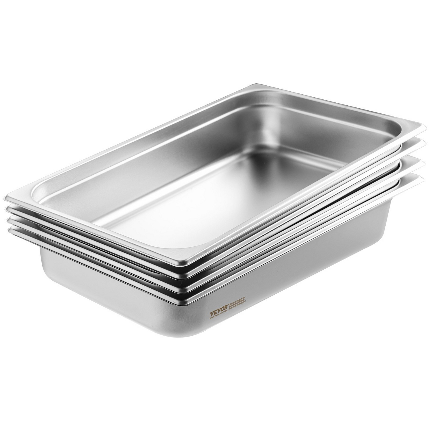 VEVOR 4 Pack Hotel Pans, Full Size Anti-Jam Steam Pan with Lid, 0.8mm Thick Stainless Steel Steam Table Pan, 4-Inch Deep Commercial Table Pan, Catering Storage Food Pan, for Industrial & Scientific