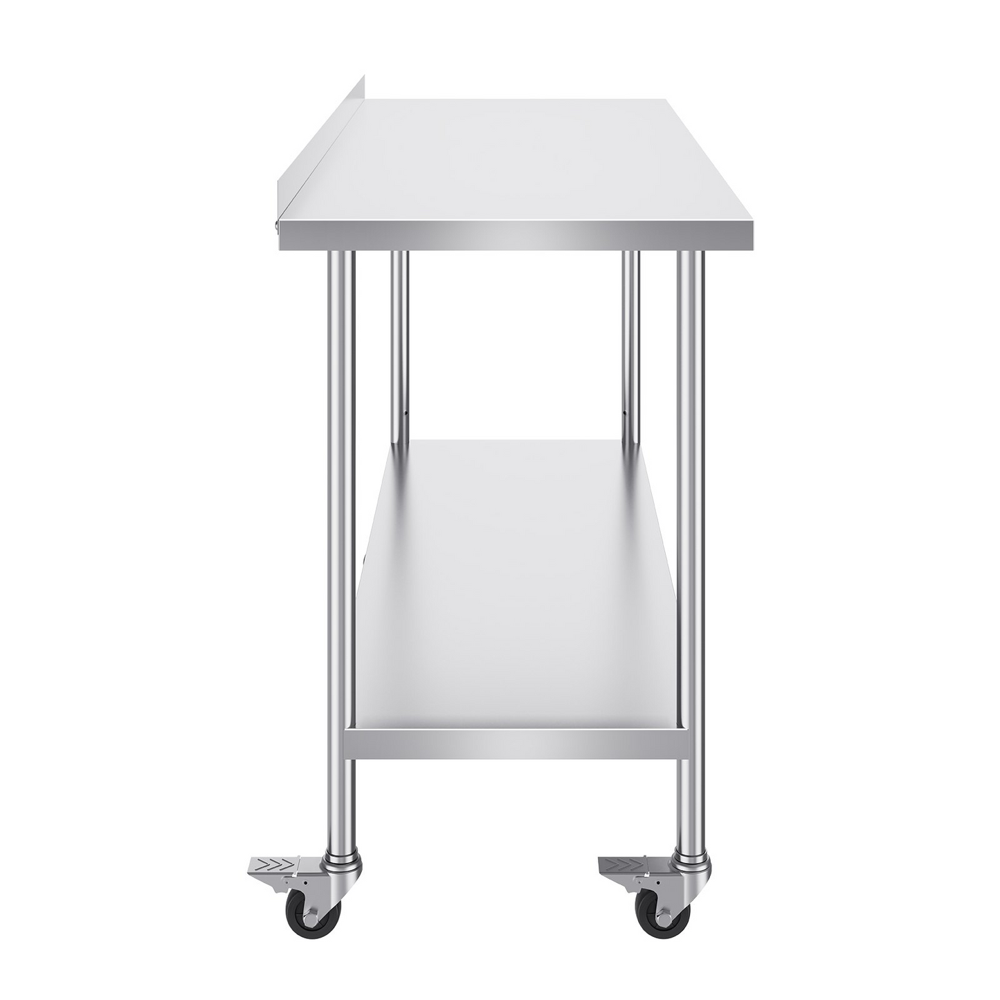 VEVOR 24 x 60 x 40 Inch Stainless Steel Work Table, Commercial Food Prep Worktable with Casters, Heavy Duty Prep Worktable, Metal Work Table with Adjustable Height for Restaurant, Home and Hotel