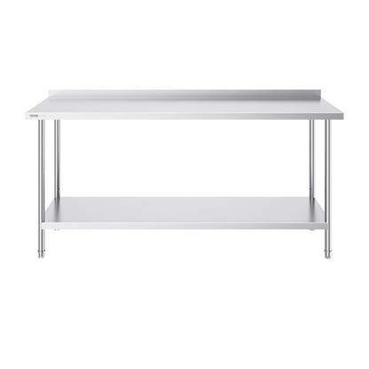 VEVOR 24 x 72 x 36 Inch Stainless Steel Work Table, Commercial Food Prep Worktable Heavy Duty Prep Worktable, Metal Work Table with Adjustable Height for Restaurant, Home and Hotel