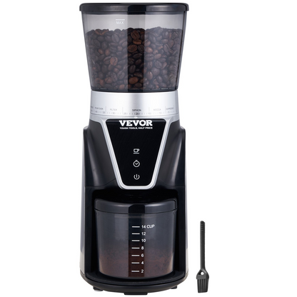 VEVOR Conical Burr Grinder, Electric Adjustable Burr Mill with 51 Precise Grind Setting, 9.7-Ounce 13 Cups Coffee Bean Grinder, Perfect for Drip, Mocha, Hand Brew, French Press, Espresso, Silver