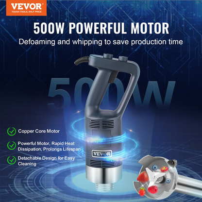 VEVOR Commercial Immersion Blender 500W Heavy Duty Hand Mixer for Soup Sauces