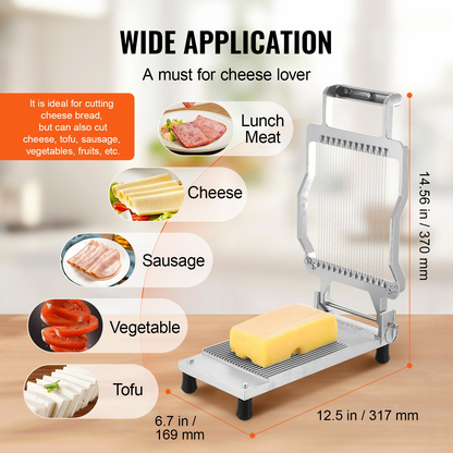 VEVOR Cheese Cutter with Wire Cheeser Butter Cutting 0.2" Ultra-Thin Cheese Slicer