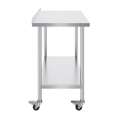 VEVOR 24 x 48 x 40 Inch Stainless Steel Work Table, Commercial Food Prep Worktable with Casters, Heavy Duty Prep Worktable, Metal Work Table with Adjustable Height for Restaurant, Home and Hotel