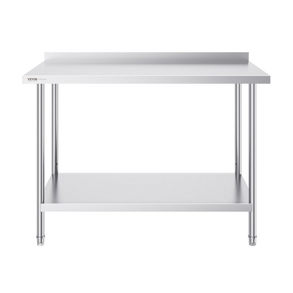 VEVOR 24 x 48 x 36 Inch Stainless Steel Work Table, Commercial Food Prep Worktable Heavy Duty Prep Worktable, Metal Work Table with Adjustable Height for Restaurant, Home and Hotel