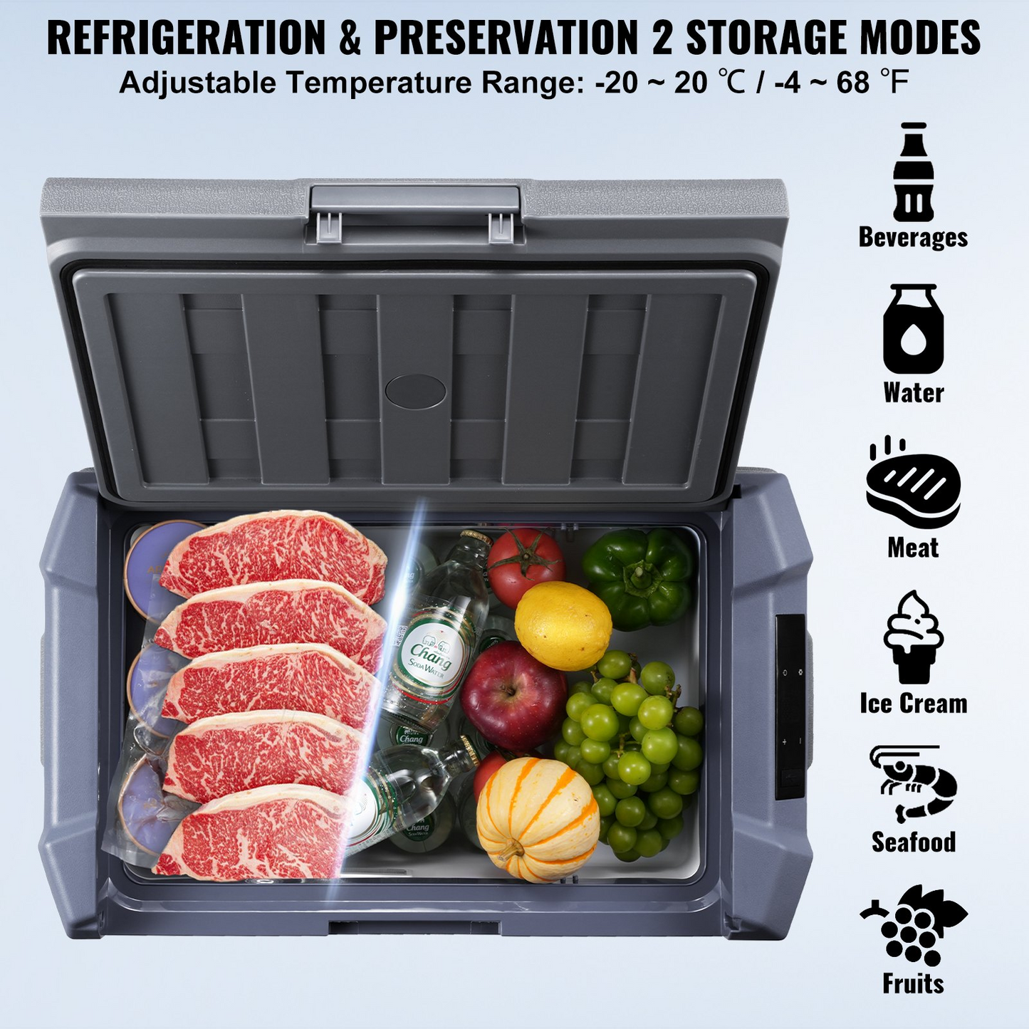 VEVOR Portable Car Refrigerator Freezer Compressor 15 L Single Zone for Car Home