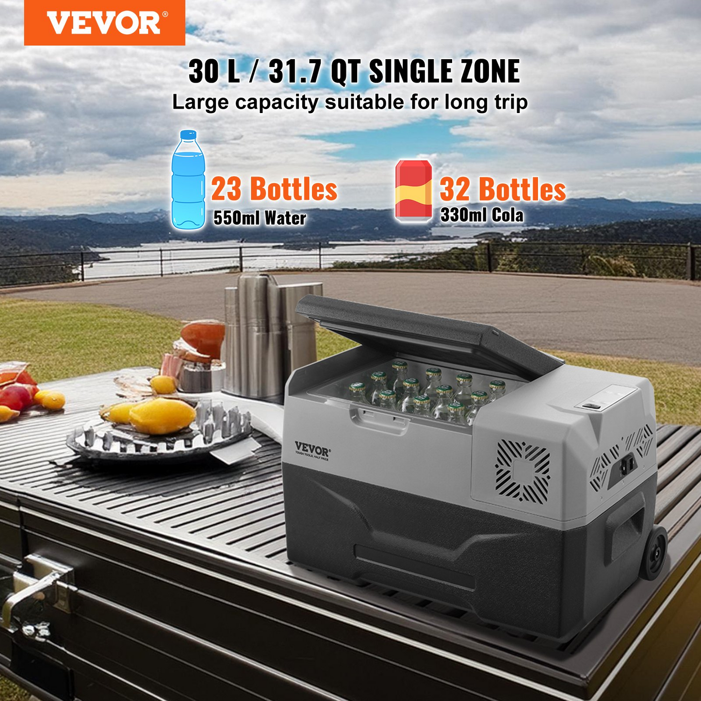 VEVOR Portable Car Refrigerator Freezer Compressor 30 L Single Zone for Car Home