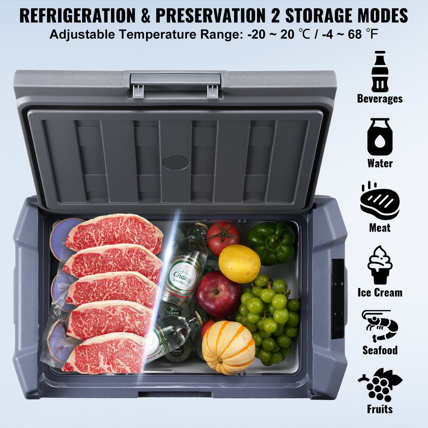 VEVOR Portable Car Refrigerator Freezer Compressor 45 L Single Zone for Car Home