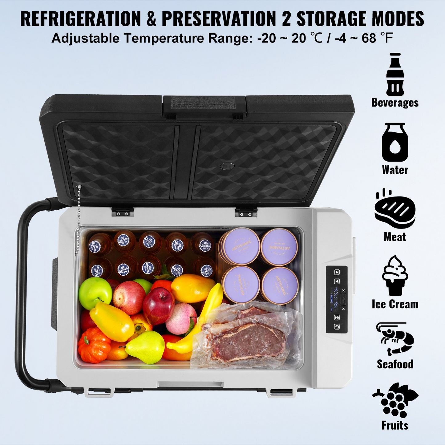 VEVOR Portable Car Refrigerator Freezer Compressor 60 L Single Zone for Car Home