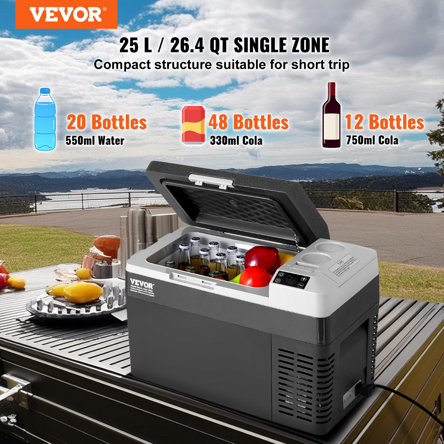 VEVOR Portable Car Refrigerator Freezer Compressor 25 L Single Zone for Car Home