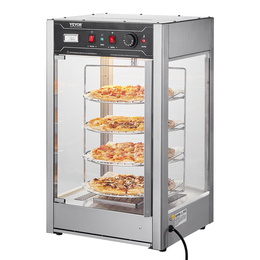 VEVOR Food Warmer Display for 14" Pizza, 4-Tier Commercial Pizza Warmer Electric