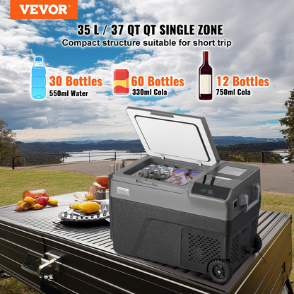 VEVOR Portable Car Refrigerator Freezer w/ Ice Making Function 37QT Single Zone