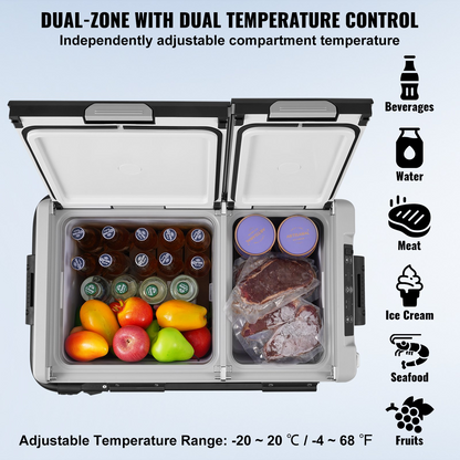 VEVOR Portable Car Refrigerator Freezer Compressor 58 L Dual Zone for Home Car