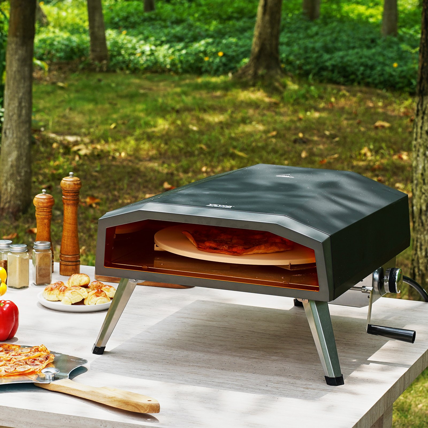 VEVOR 13" Outdoor Pizza Oven Portable Gas Oven Iron Spray Foldable for Camping