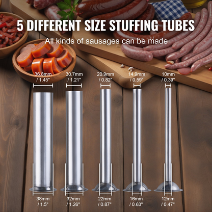 VEVOR Manual Sausage Stuffer 10 L Vertical Sausage Machine 304 Stainless Steel