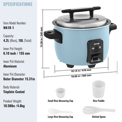 VEVOR Commercial Rice Cooker 60-Cup Non-Stick Pot 13L 24H Keep Warm Restaurant