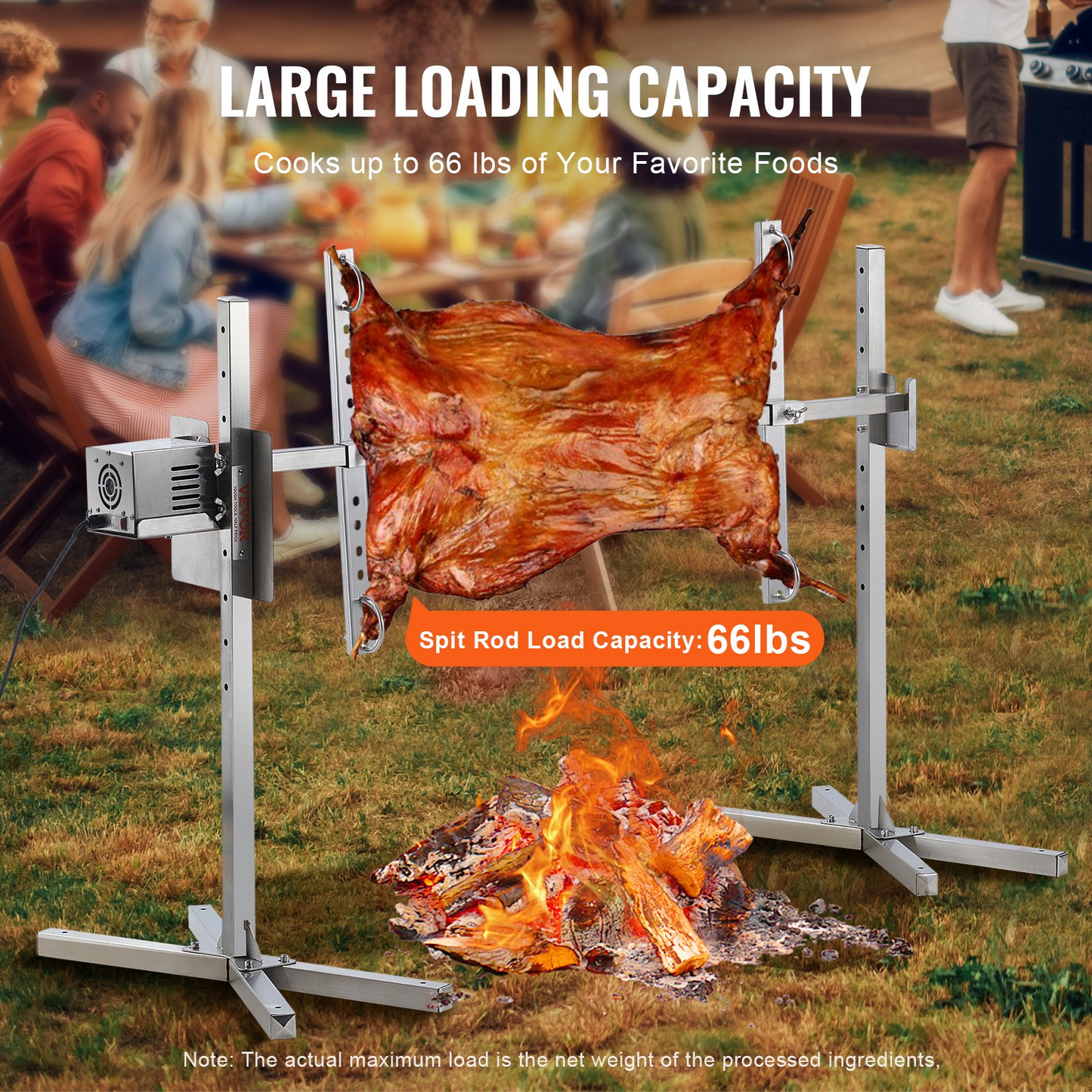 VEVOR 46" Electric BBQ Rotisserie Grill Kit Stainless Steel Grill 132lb Pig Lamb