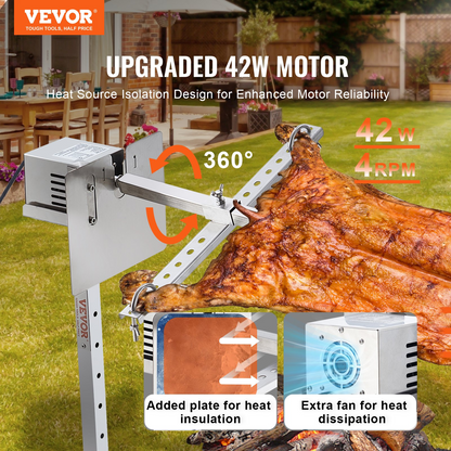 VEVOR 46" Electric BBQ Rotisserie Grill Kit Stainless Steel Grill 90lb Pig Lamb