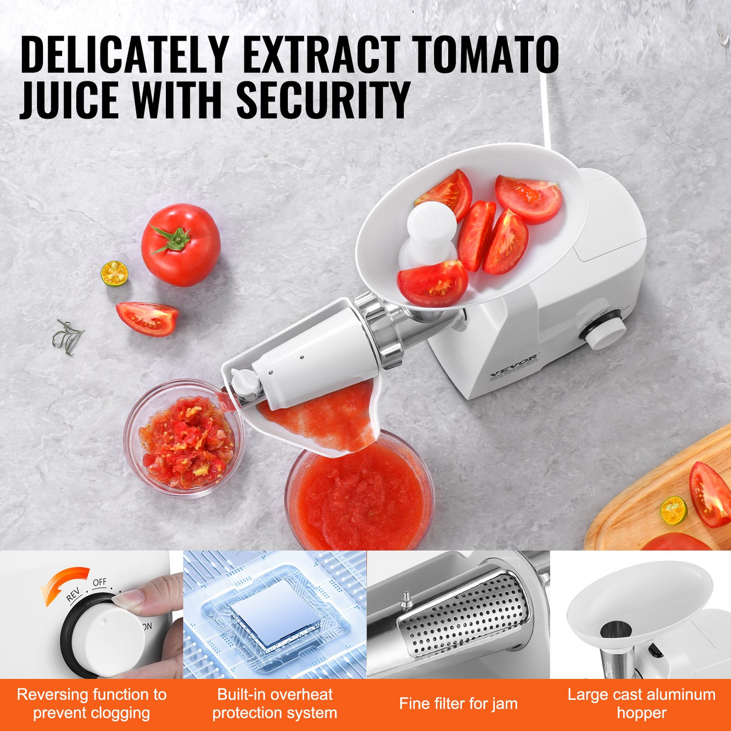 VEVOR 4 LBS/Min Electric Tomato Strainer 300W Tomato Sauce Maker Machine Home