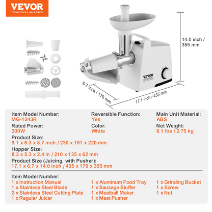 VEVOR 4 LBS/Min Electric Tomato Strainer 300W Tomato Sauce Maker Machine Home