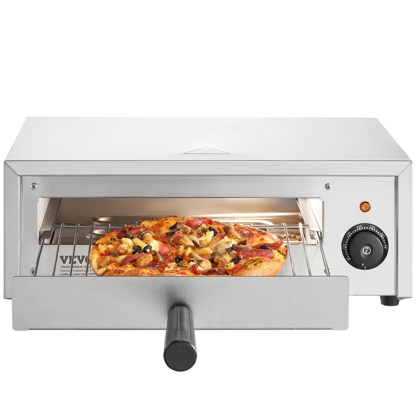 VEVOR Electric Pizza Oven 12-inch 1500W 122-662℉ Temp Range Removable Crumb Tray