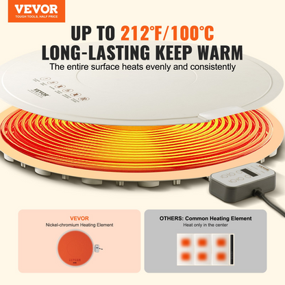 VEVOR Electric Warming Tray Rollable Food Warming Mat w/ Temp Control for Buffet