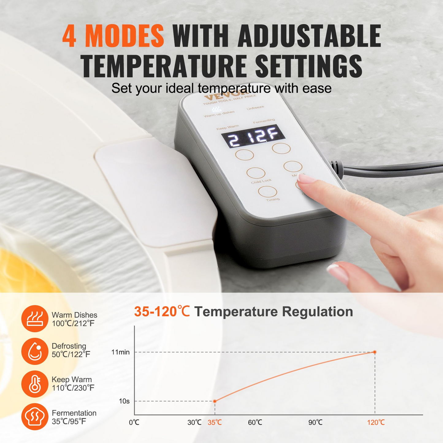 VEVOR Electric Warming Tray Rollable Food Warming Mat w/ Temp Control for Buffet