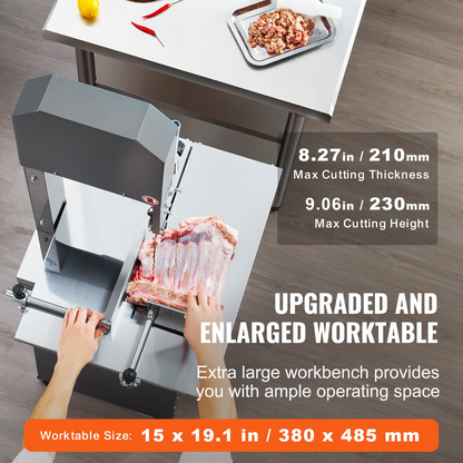 VEVOR 550W Commercial Electric Meat Bandsaw Stainless Steel Bone Sawing Machine