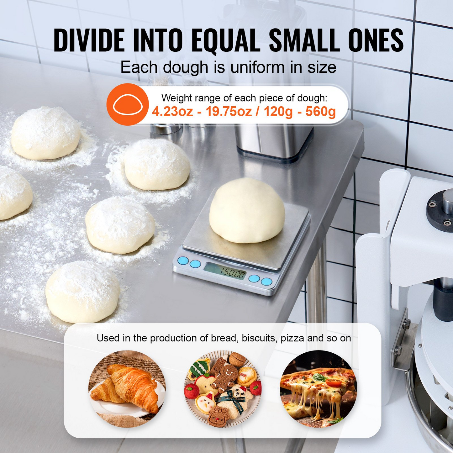 VEVOR Manual Dough Divider 10PCS Hand Press Dough Cutter Bread Maker for Bakery