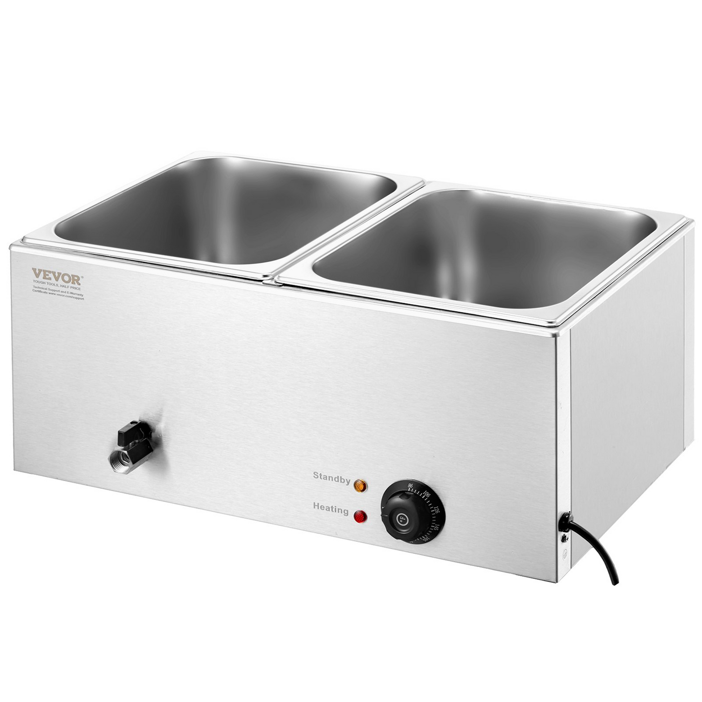 VEVOR Commercial Electric Food Warmer 2-Pan Countertop Buffet 18QT Bain Marie