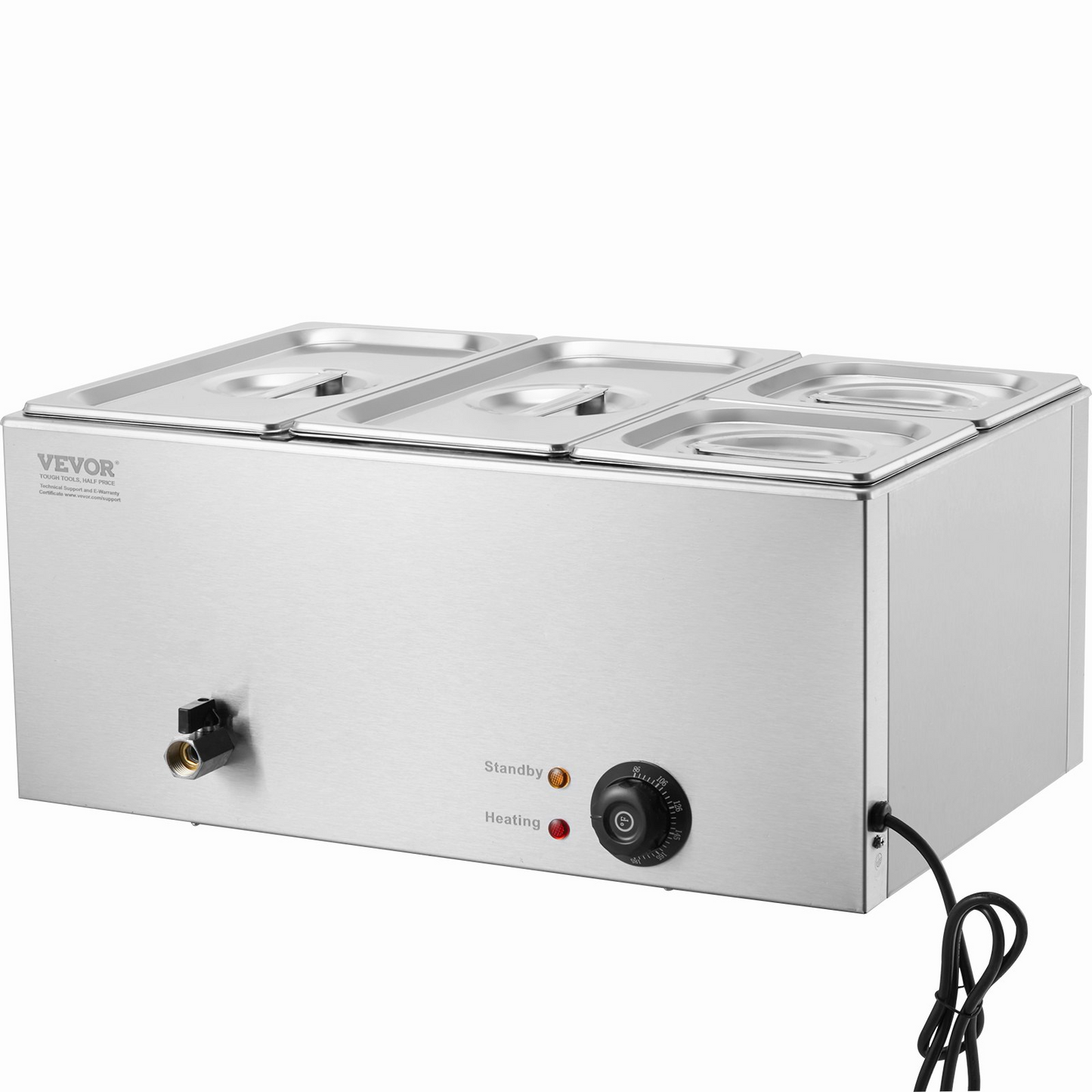 VEVOR Commercial Electric Food Warmer 4-Pan Countertop Buffet 16.4QT Bain Marie